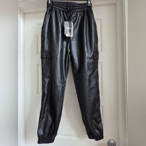 Ci Sono Black Vegan Leather Joggers